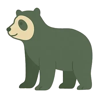 Fauna illustration: Oso de Anteojos (Tremarctos ornatus), also known as the Spectacled Bear, walking through its natural habitat in the Andes mountains.